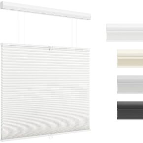Top Down Bottom Up (TDBU) Cellular Shades Cordless Honeycomb Blinds for Indoor Windows, for Windows Size (29" W × 64" H) Colour (White - Light Filtering)