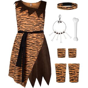 RELIBEAUTY CAVEMAN COSTUME KIDS مع إكسسوارات ارتداء عيد ميلاد هالوين تاريخي