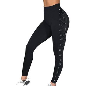 xxxiticat Women's Lace Up Legging High Rise Side Eyelet Bandage Yoga Pants
