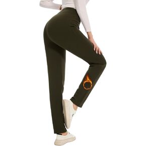 Women's Fleece Lined Cotton Leggings, Thick Soft High Waisted Tummy Control Thermal Warm Pants for Cold Winter