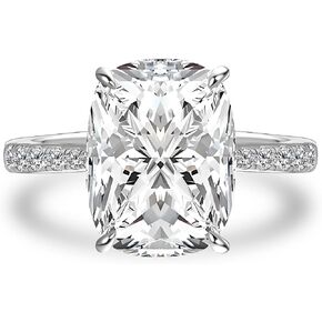 4.5 Carat Cushion Cut Engagement Ring for Women, 925 Sterling Silver AAAAA Cubic Zirconia Promise Ring, Classic Solitaire Anniversary Jewelry Gift