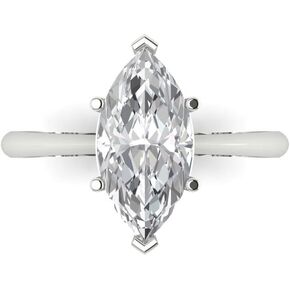 Clara Pucci 2.5ct Marquise Cut Solitaire Moissanite خاتم الخطوبة - صلبة 14K أبيض الذهب