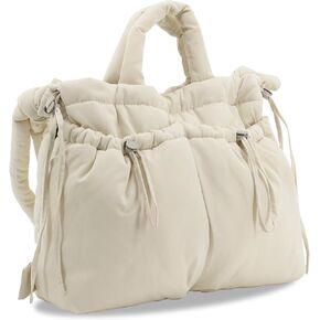J World New York Quilted Puffer Bag for Women. تتحول حقيبة يد الكتف المنتفخة إلى حقيبة الظهر نفخة