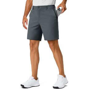TACVASEN Men's 7" Golf Casual Shorts with 6 Pockets Stretch Lightweight Dress Work Short Flat Front Quick Dry for Summer