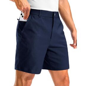 Pudolla Men's Golf Dress Shorts 7" Stretch Casual Work Hybrid Shorts for Men with 3 Pockets Quick Dry Breathable