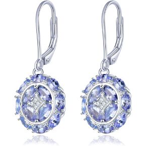 Drop Earrings for Women Setting Marquise Cut Natural Gemstone Chrome Diopside Tanzanite Birthstone Earring S925 Sterling Silver Cubic Zirconia Classic Style Fine Jewelry