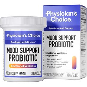 دعم المزاج من الطبيب ، يدعم Probiotic - مزاج متوازن ، والاستجابة الصحية للإجهاد والصحة الهضمية مع prebiotics ، و Ashwagandha ، وفيتامين B12 ، والفولات - للرجال والنساء - 30CT
