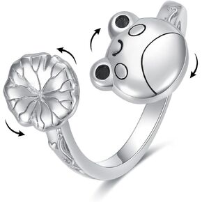 Frog Anxiety Rings Sterling Silver Animal Fidget Spinner Anti Stress Ring Jewelry for anxiety for Women