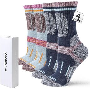 الجوارب الجوارب للطاقم الرياضي للنساء للنساء Coolmax Cotton Compression Compression Cushioned Screened Gocks ، 4 أزواج