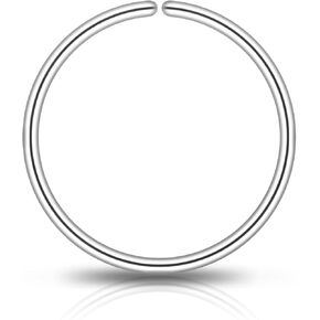 2PCS S999 Sterling Silver Basic Nose Rings Hoops 20G Minimalist Nostril Cartilage Earrings Helix Piercings Jewelry 14k Whitegold Plated Tragus Hoop Gift for Women Men