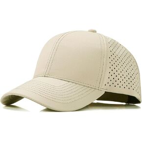 Quick Dry Laser Cut Mesh Snapback Trucker Hat for Men - Breathable Curved Brim Baseball Cap for Workouts, Running