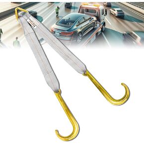 Tow Straps V Bridle w/ 15'' J Hooks | 3" x 24'' Recovery V Strap for Car Hauler, Wrecker Rollback | 5400 lbs Working Load | Heavy Duty Tow Straps with Hooks for Towing and Recovery