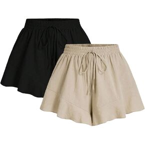 SOLY HUX Womens Plus Size 2 Packs Summer Flowy Shorts Lounge Hacation Clothing