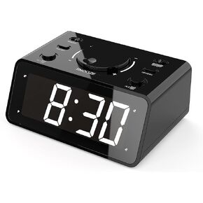 Kwanwa Dual Clock Clock - صوت قابل للتسجيل ، سطوع LED قابل للتعديل ، 12/24 ساعة ، اللاسلكي ، غفوة ، يتم تشغيل البطارية للبالغين وغرفة النوم