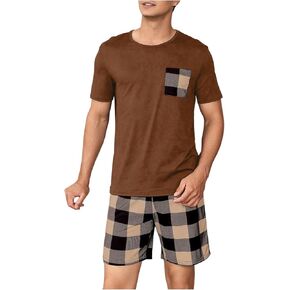 Verdusa Men's 2 قطعة PJ مجموعات شورت Pajama مجموعات قصيرة الأكمام TEE