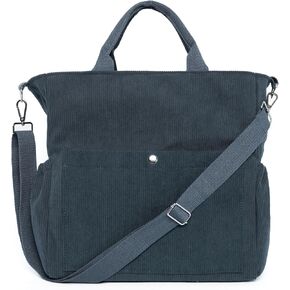 Corduroy Tote Bag for Women Large Crossbody Bags Shoulder Tote Bag with Multi Pockets Satchel Bags Handbag for Work