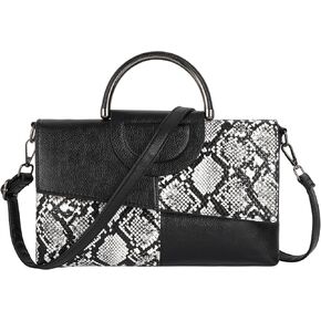 Women's Snakeskin Flap Tote Top Handle Satchel Handbag Pu Leather Clutch Purse Casual Shoulder Crossbody Bag