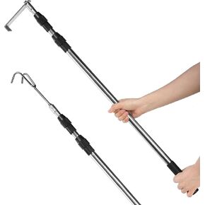 Suwimut Truck Cargo Grabber Grabber Retriever Tool ، 6.5 قدم Truck Tercoping Telescoping Pole مع خطافين ، أداة شاحنات من الفولاذ المقاوم للصدأ القابلة للتوسيع القابلة للتوسيع