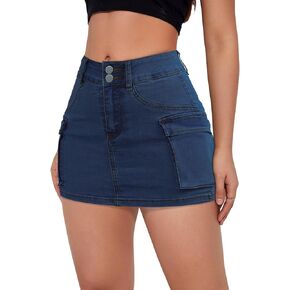 Skorts Skirts for Women Trendy Y2k Cargo Denim Mini Skirt High Waisted Stretchy Jean Shorts
