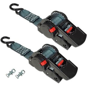 ANLULOAD 2 Pack Retractable Ratchet Straps (2in x 6ft),Cargo Strap Tie Downs for Trunk, Garage Motorcycles, Atvs,Trailers-WLL1,653lb,BS:3,307 lbs（Black）