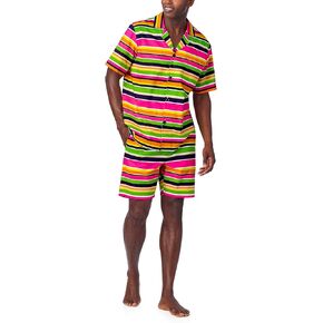 Trina Turk PJs Men's Short Sleeve Notch Collar & Shorts Sleepwear Pajama Set, Organic Cotton