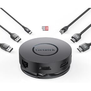 محول متعدد المنافذ 7 في 1 USB-C، محطة إرساء للكمبيوتر المحمول USB C مع 2 4K HDMI، 100 وات PD، قارئ بطاقة Micro SD، 2 * USB 3.0، جيجابت إيثرنت، مناسب لأجهزة الكمبيوتر المحمولة MacBook/Dell/HP/Lenovo