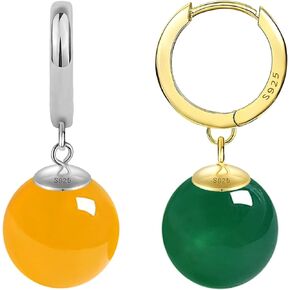 Anime Goku Potara Ball Dragon Z Black Vegetto Cosplay Sterling Silver Clip On Drop Hoop Earrings for Men Women Hypoallergenic Nature Jade Citrine Onyx Crystal Jewelry Gifts