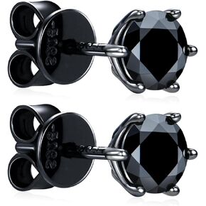 أسود Moissanite Stud أقراط 1.0CT-2.0CT D COLOR ، GRA 925 Sterling Silver Earrings for Men Vermeil 18K Gold Gold Plated Plat Plat Simulated Diamn