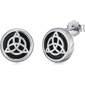 Cross/Celtic Knot/Tree of Life/ankh stud أقراط للنساء 925 الجنيه الاسترليني الفضي الأسود أونيكس/الزركونيا المجوهرات للرجال