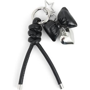 elegant leather bow keychain for women,stylish car keychain and bag charm,perfect purse accessories for ladies