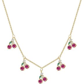 Tropical Fruit Necklace for Women dainty gold necklace choker necklace for women Copper plated with 14k gold, colored zircon