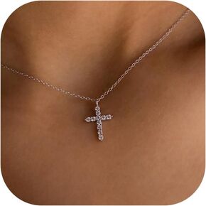 Cross Necklace for Women Cross Choker Datiny Small Cute Sideway Necklaces CZ Layered Faith Pendant Necklace Trendy Religious Jewelry Gift