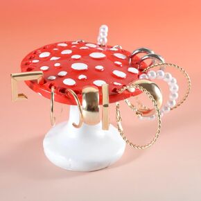 26 Holes Whimsical Mushroom Jewelry Holder – Cute Resin Earring & Ring Display Stand, Organizer, Portable Room Decor for Women, Girls | Christmas, Birthday Gift Idea