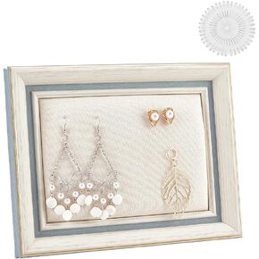 AHANDMAKER Earring Display Stands, Jewelry Frame Linen Pad Stud Earring Holder for Selling Jewelry Display Storage Organizer with 40 Pcs Pearl Pins for Rings Necklaces Bracelets Brooch Pins Display
