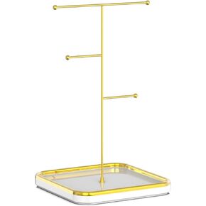 Gold Necklace Holder with Ceramic Base, 1.3ft Height Tall Necklace Hanger Tower Organizer, Aesthetic Jewelry Stand for Necklace, Earring, Bracelets, Rings Display (White) in Saudi Arabia