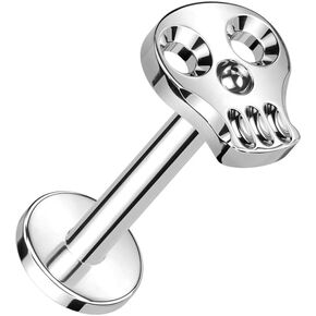 Pierced Owl 16GA ASTM F-136 Implant Grade Titanium Internally Threaded Skull Flat Back Stud