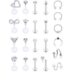 16G Threadless Medusa Percing Jewelry Push in Lip Rings Surgical Steel Labret Studs Flatback Tragus Helix Conch Charits for Women Men