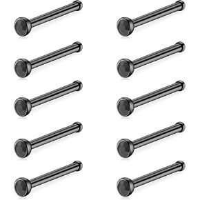 10 PCS Black-Black Surgical Steel/Titanium Nose Studs for Women Nostril Piercing Jewelry 20g