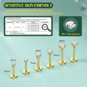 Flat Back Earrings Studs - 14K Gold Filled Internal Thread Stud Piercing Taper Ball Grabber Tool for Changing Jewelry