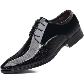 Men's Trendy Patent Leather Dress Shoes Formal Business Lace-Up Oxford Suit Tuxedo Shoes Weeding Prom