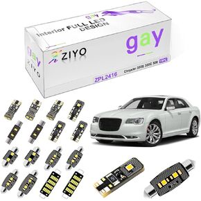 Ziyo LED LED LID INTERION LIGHT KIT استبدال Chrysler 300 300C 2005-2019 + مصابيح LIRCLE LIGHT LIGHT ، قبة بيضاء خالية من الأخطاء (Chrysler 300 2011-2019 (19 مصباح))