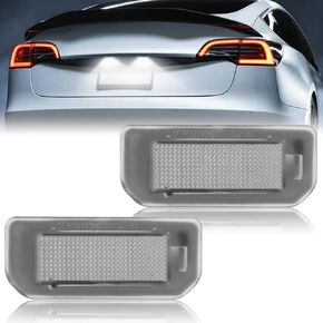AUTOXBERT LED License Plate Light Lamp Tag Lights Assembly Compatible With Tesla Model 3, Model Y, 6500K Xenon White, Pack of 2