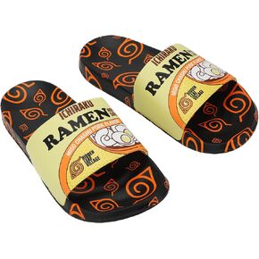 Bioworld Naruto Ichiraku's Ramen Men's Black Slide Sandals