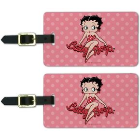 Betty Boop Pink Polka Dots Luggage ID Tags Suitcase Carry-On Cards - Set of 2