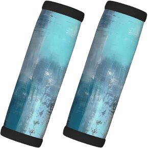 Modern Teal Turquoise Grey Texture Luggage Handle Wraps for Suitcase Luggage Identifiers Soft Handle Grips Covers for Travel Accessories, 2 Pack