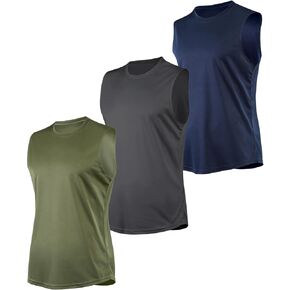 Men's Quick Dry Fitness Tank Top Set, 3-Piece Sleeveless Training Vest, Breathable Gym Workout Shirts