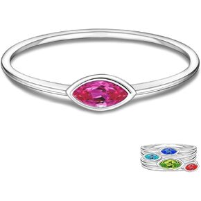 Stackable Birthstone Ring for Mother - 925 sterling silver 12 Month Birthstone Ring Mother Daughter Rings Mothers Day Stackable Birthstone Jewelry Gifts for Women