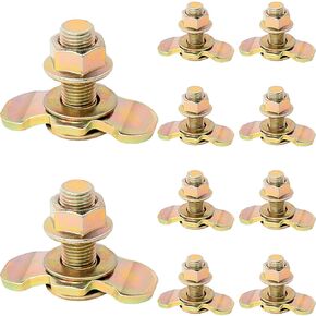 L Track Threaded Stud Fittings L-Track Threaded Double Stud Lug Fitting Tie Down, Used with L Track Rails for Truck Bed or Trailer Cargo Control, Pack of 10, Gold, 30CM