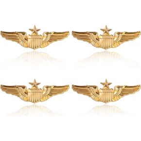 4Pcs Wings Pin Gold Wing Pilot Air Force Senior Pilot Wing Badge