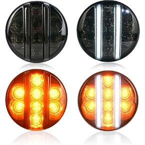 مصباح إشارة الدوران الأمامي LED مع ضوء DRL متوافق مع Wrangler JK JKU 2007-2017 ، Amber Light كضوء إشارة الضوء أبيض مثل ضوء الجري أثناء النهار ، 2 مساءً.